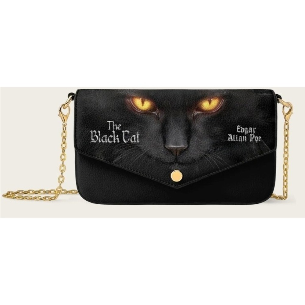 The Black Cat Chain Crossbody Bag Vegan Leather New Horror Halloween